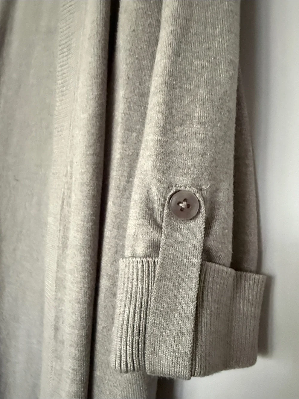 Laura Ashley Gray Open Front Roll-Tab Cardigan